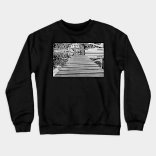 Wooden staithe on the River Ant, Norfolk Crewneck Sweatshirt